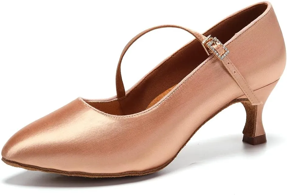 TINRYMX Women Ballroom Dance Shoes Closed Toe Modern Latin Salsa Tango Waltz Performance Dancing Shoes,Model-KC-BSY168