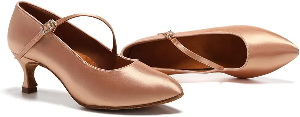 TINRYMX Women Ballroom Dance Shoes Closed Toe Modern Latin Salsa Tango Waltz Performance Dancing Shoes,Model-KC-BSY168