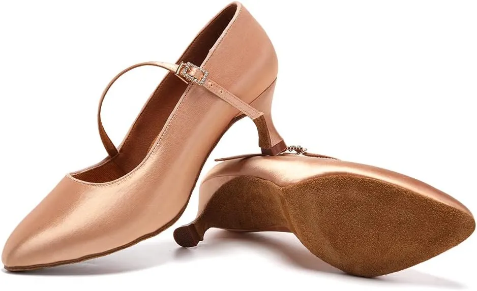 TINRYMX Women Ballroom Dance Shoes Closed Toe Modern Latin Salsa Tango Waltz Performance Dancing Shoes,Model-KC-BSY168