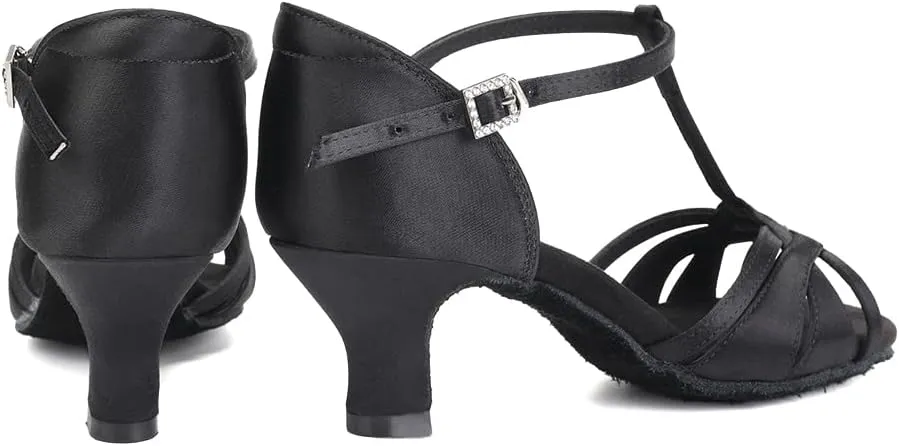 TINRYMX Women Latin Dance Shoes T-Strap Ballroom Salsa Cha-cha Professional Practice Dance Shoes,Model 3038TXD