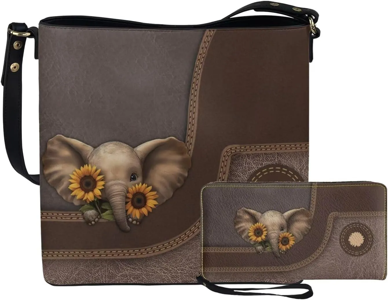 Tote Bags Set 2 Piece Crossbody Bags Shoulder Purses for Women with Adjustable Shoulder Strap Wallet Women Wristlet