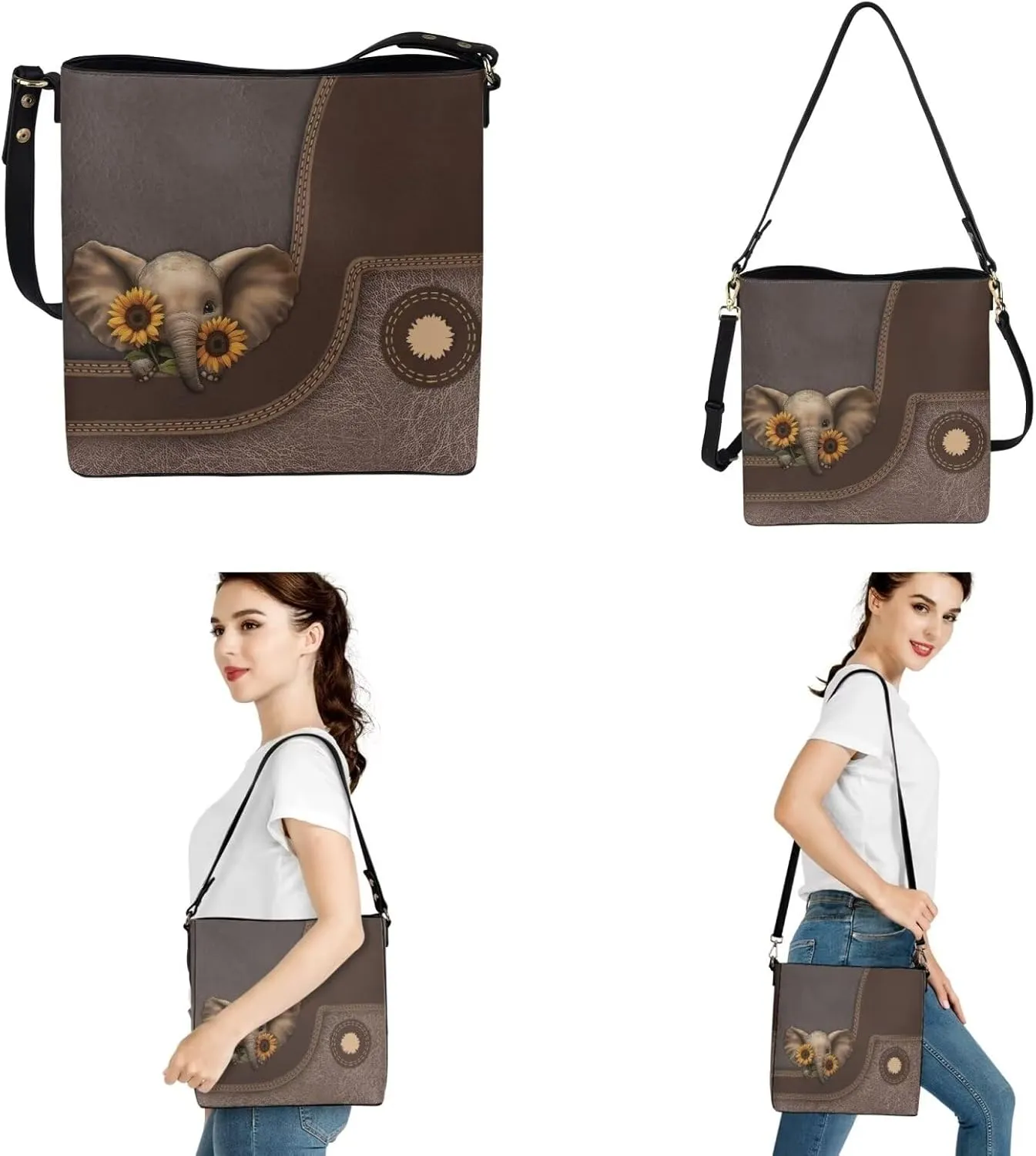 Tote Bags Set 2 Piece Crossbody Bags Shoulder Purses for Women with Adjustable Shoulder Strap Wallet Women Wristlet