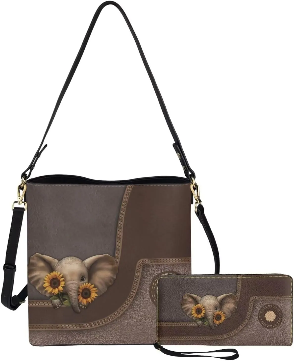 Tote Bags Set 2 Piece Crossbody Bags Shoulder Purses for Women with Adjustable Shoulder Strap Wallet Women Wristlet