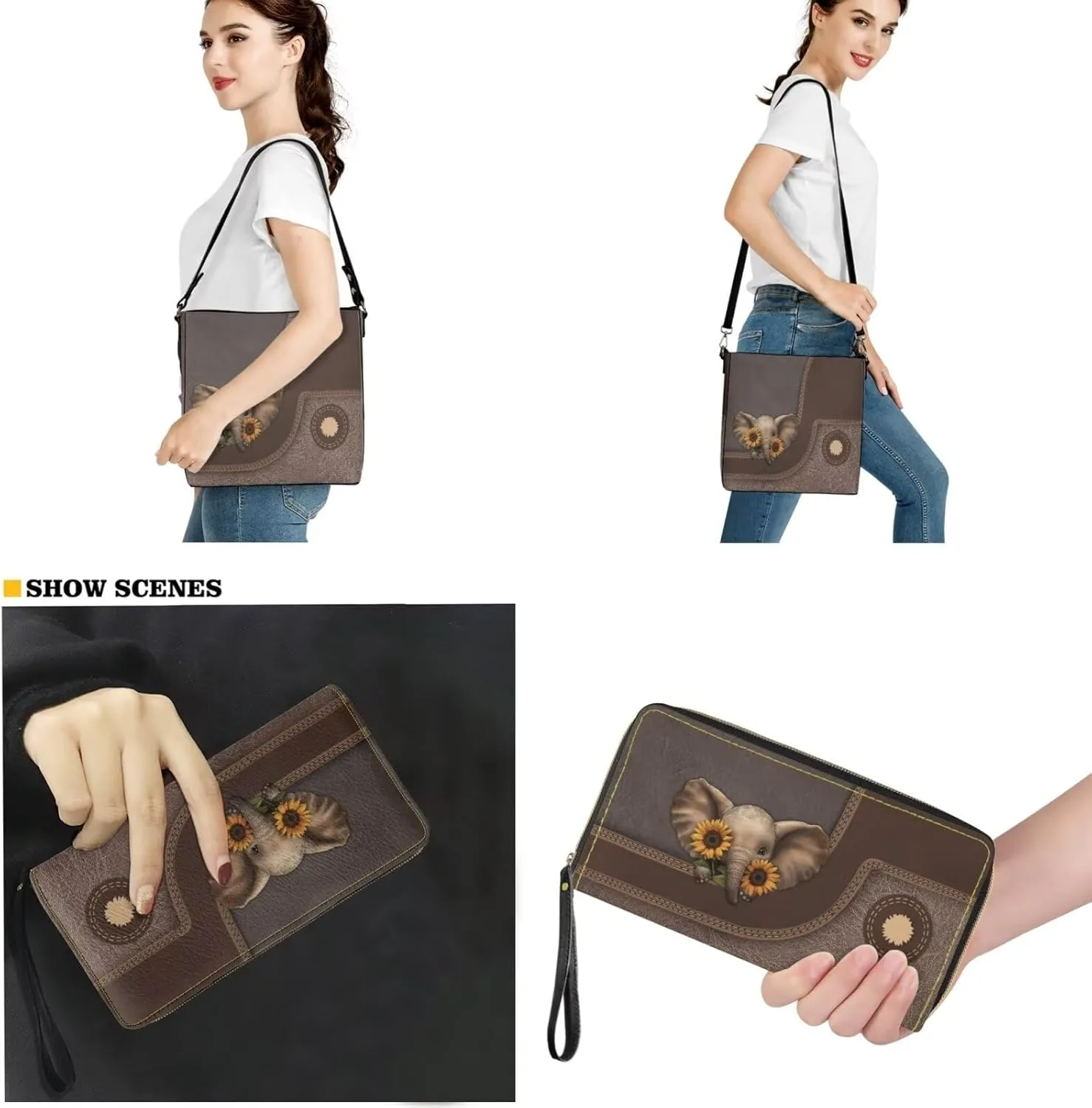 Tote Bags Set 2 Piece Crossbody Bags Shoulder Purses for Women with Adjustable Shoulder Strap Wallet Women Wristlet