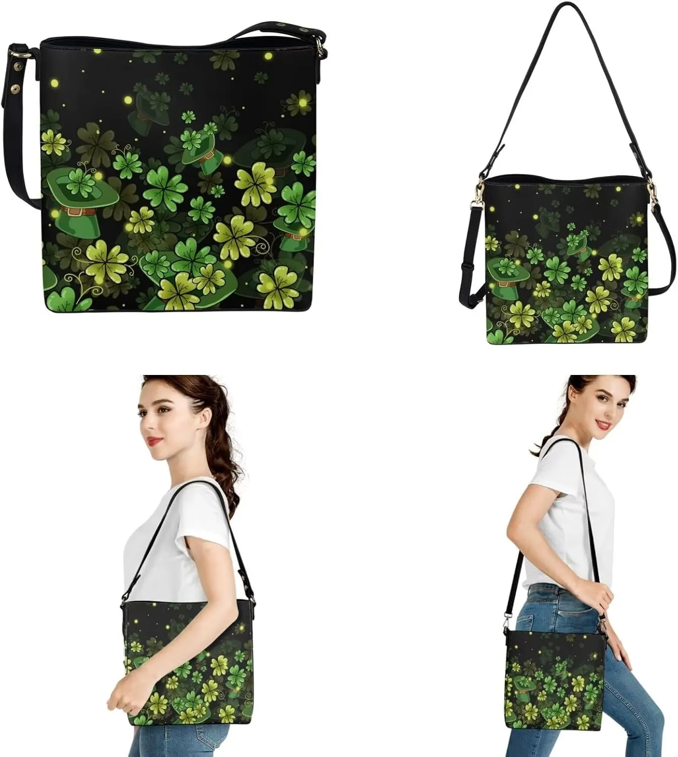 Tote Bags Set 2 Piece Saddle Bags Shoulder Purses for Women Large Capacity with Zipper Wallet Purse for Women