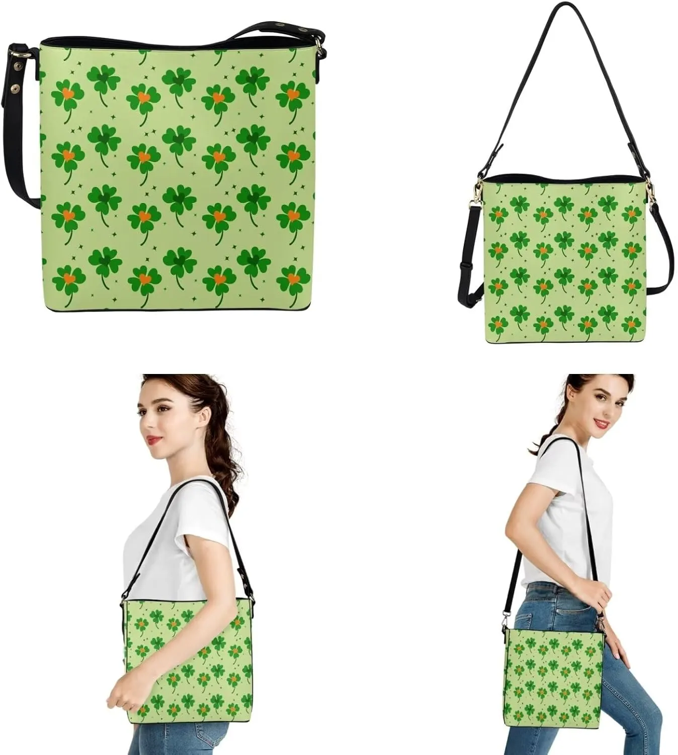 Tote Bags Set 2 Piece Saddle Bags Shoulder Purses for Women Large Capacity with Zipper Wallet Purse for Women