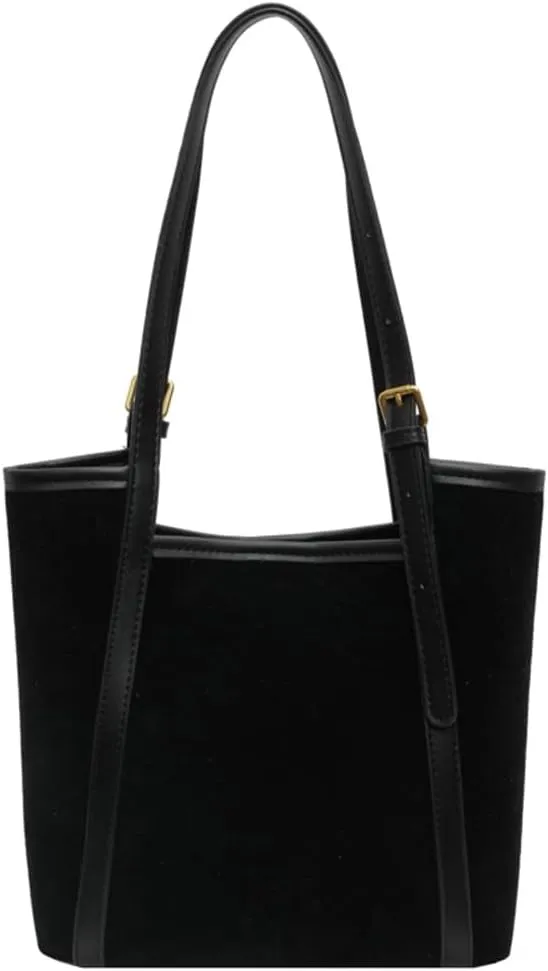 Trendy Suede Bag for Women Fall Winter Shoulder Bag Suede Bucket Tote Bag Top Handle Bag Work Commute Purse 2pcs