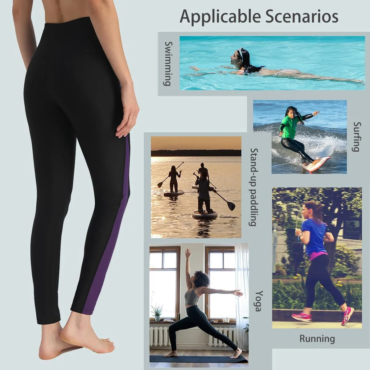 Ubestyle UPF 50  High Waist Women's Long Swim Pants Swim Leggings Swimming Tights Sun Protective