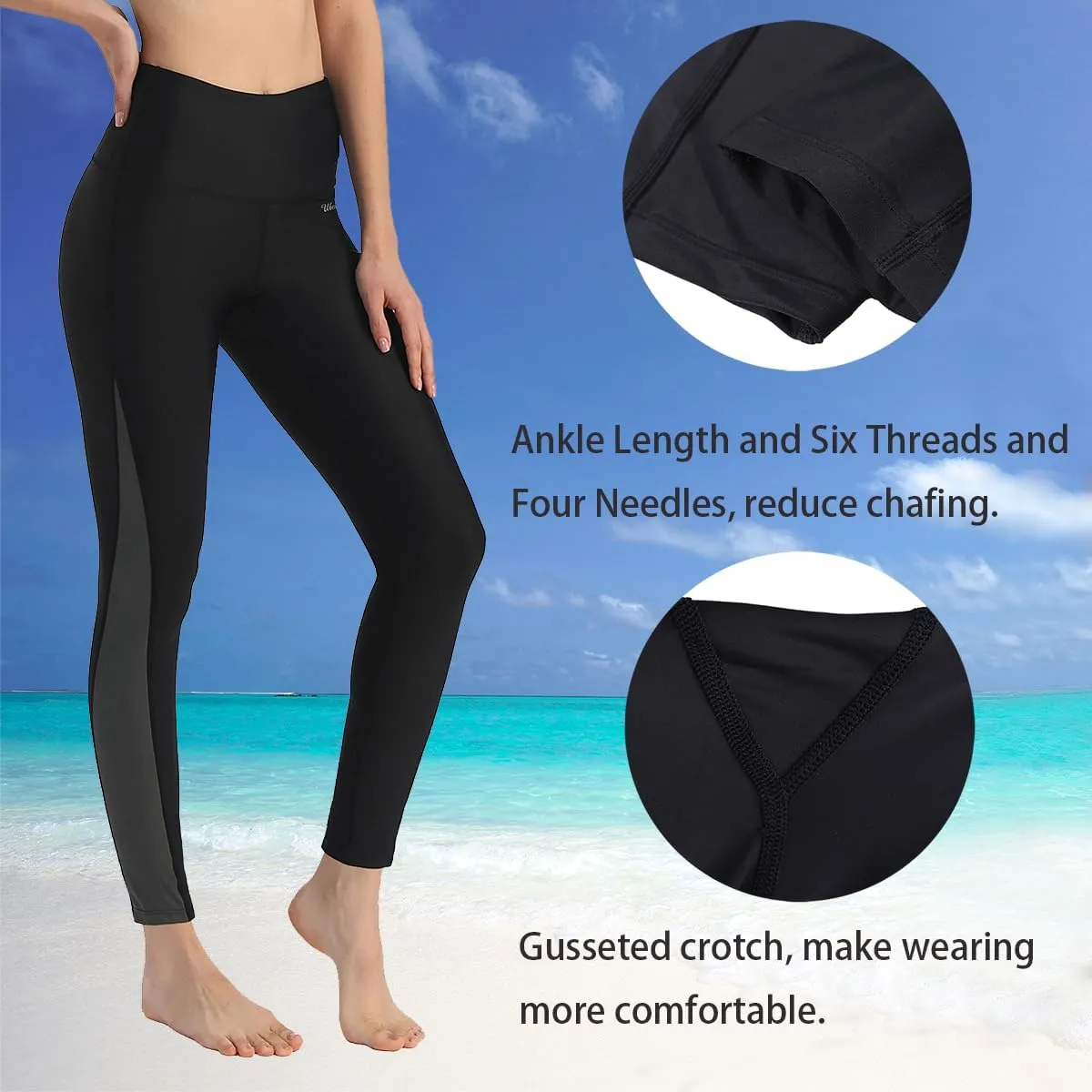 Ubestyle UPF 50  High Waist Women's Long Swim Pants Swim Leggings Swimming Tights Sun Protective