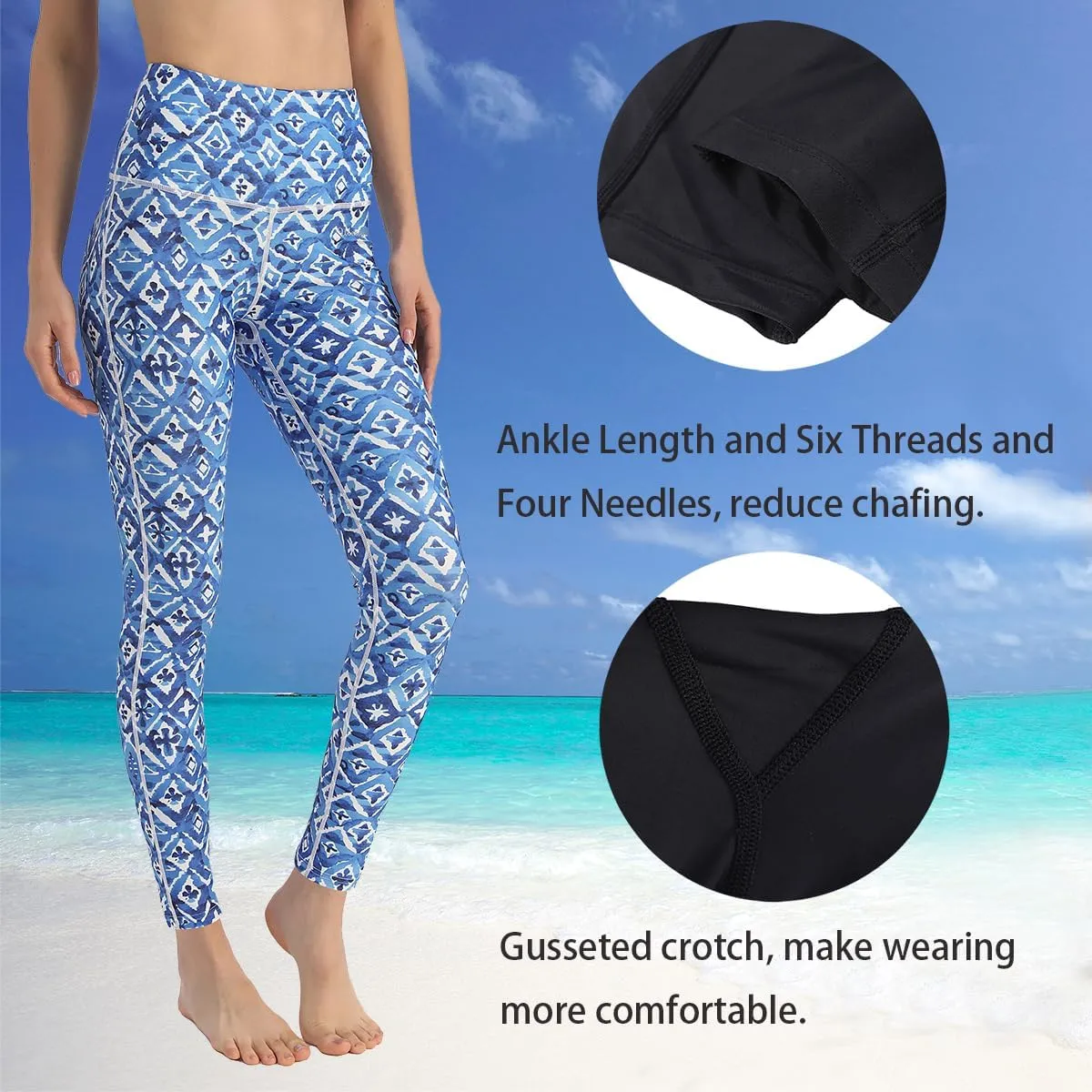 Ubestyle UPF 50  High Waist Women's Long Swim Pants Swim Leggings Swimming Tights Sun Protective