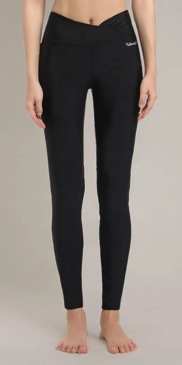 Ubestyle UPF 50  High Waist Women's Long Swim Pants Swim Leggings Swimming Tights Sun Protective
