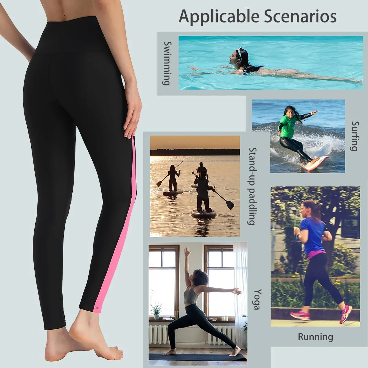 Ubestyle UPF 50  High Waist Women's Long Swim Pants Swim Leggings Swimming Tights Sun Protective