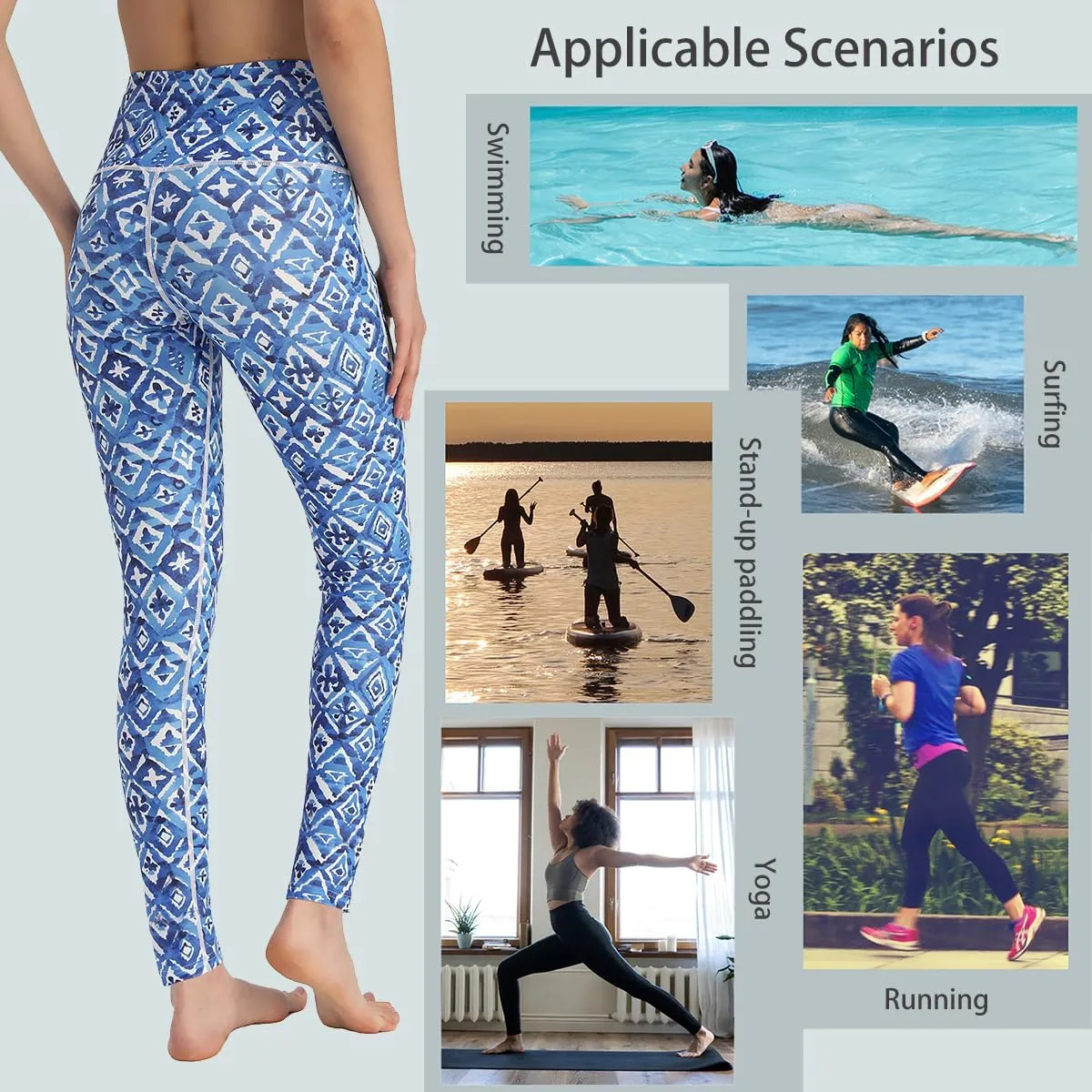 Ubestyle UPF 50  High Waist Women's Long Swim Pants Swim Leggings Swimming Tights Sun Protective
