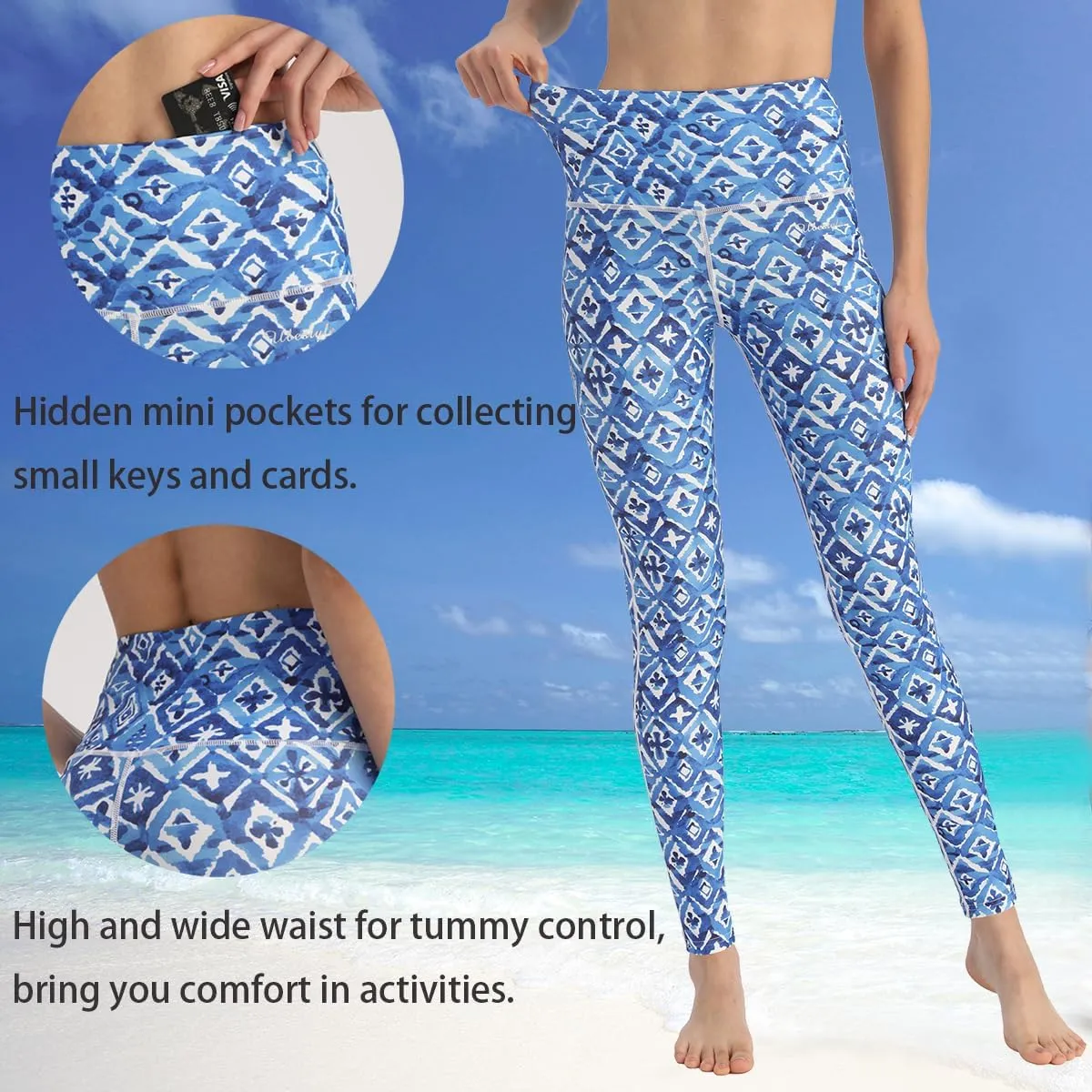 Ubestyle UPF 50  High Waist Women's Long Swim Pants Swim Leggings Swimming Tights Sun Protective