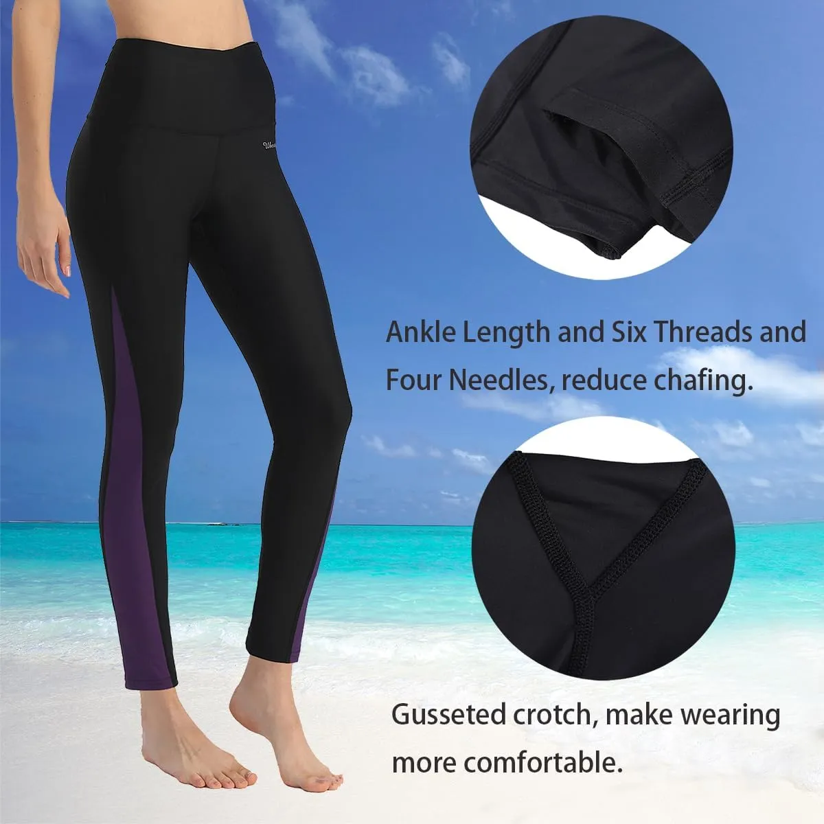 Ubestyle UPF 50  High Waist Women's Long Swim Pants Swim Leggings Swimming Tights Sun Protective