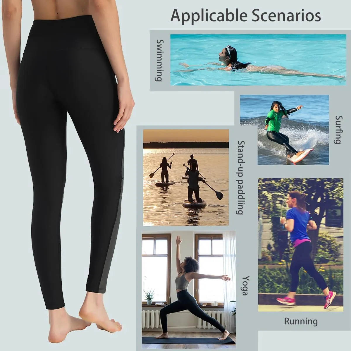 Ubestyle UPF 50  High Waist Women's Long Swim Pants Swim Leggings Swimming Tights Sun Protective