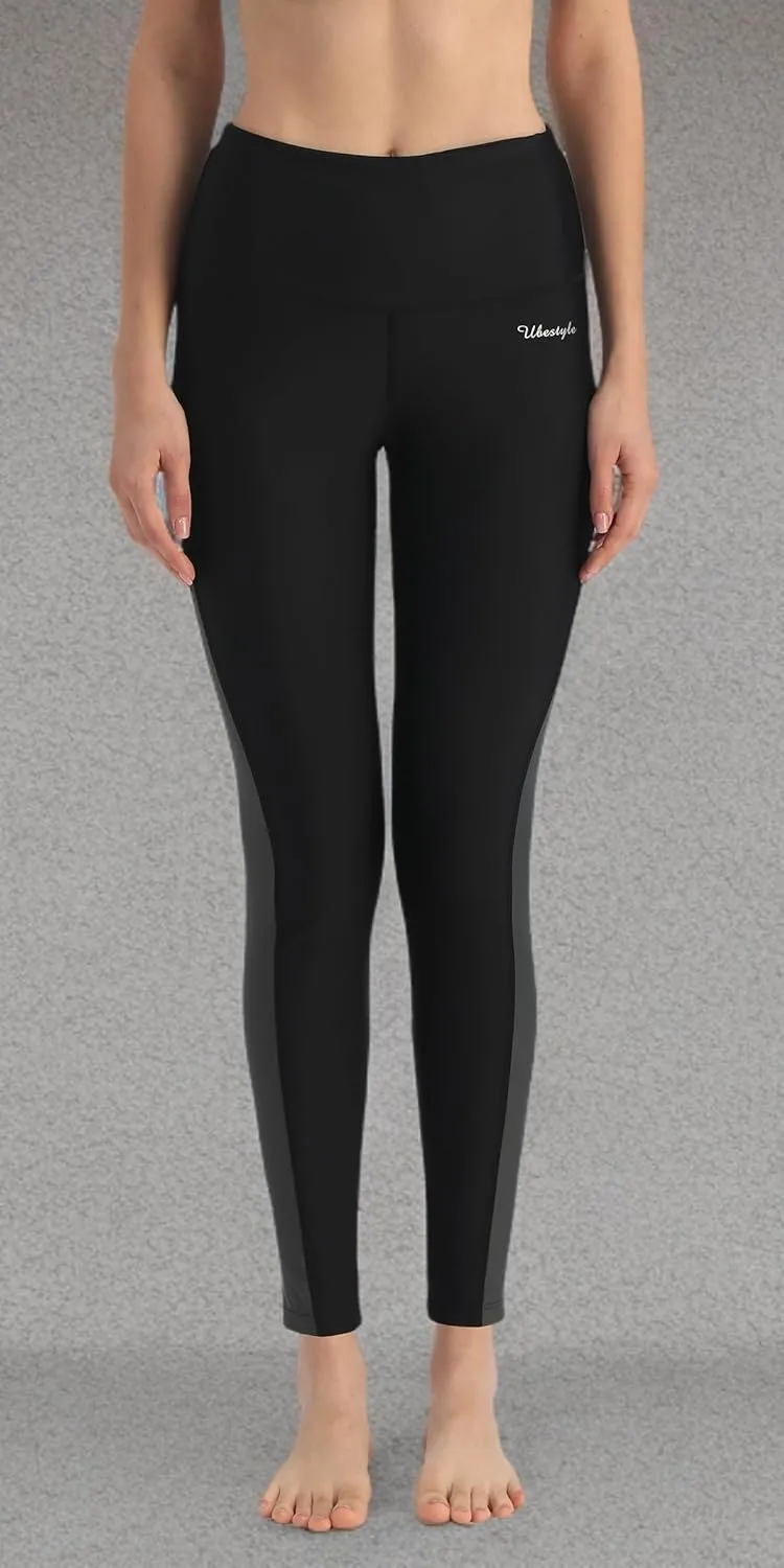 Ubestyle UPF 50  High Waist Women's Long Swim Pants Swim Leggings Swimming Tights Sun Protective