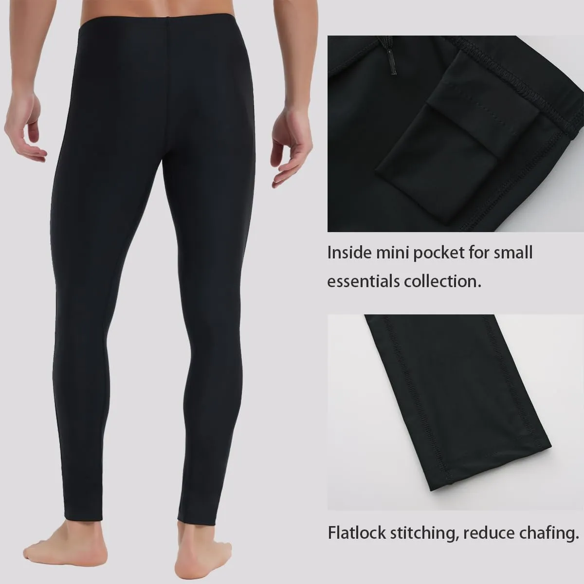 Ubestyle UPF 50  Men's Active Surfing Water Leggings Swim Pants Swim Tights Beach Pants Sun Protective