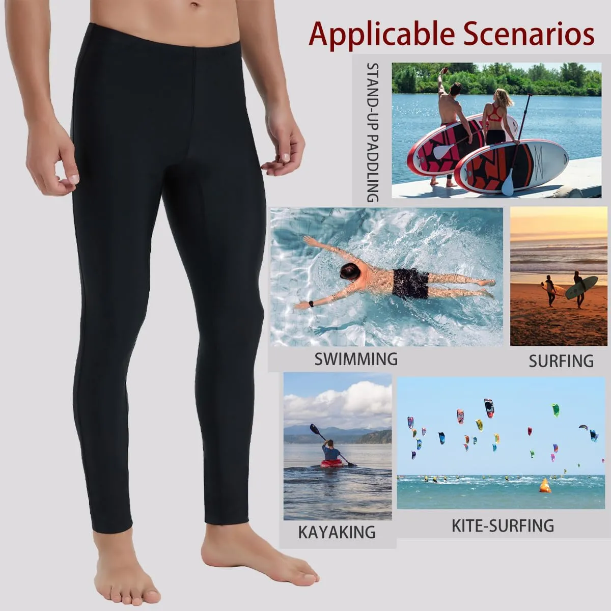 Ubestyle UPF 50  Men's Active Surfing Water Leggings Swim Pants Swim Tights Beach Pants Sun Protective