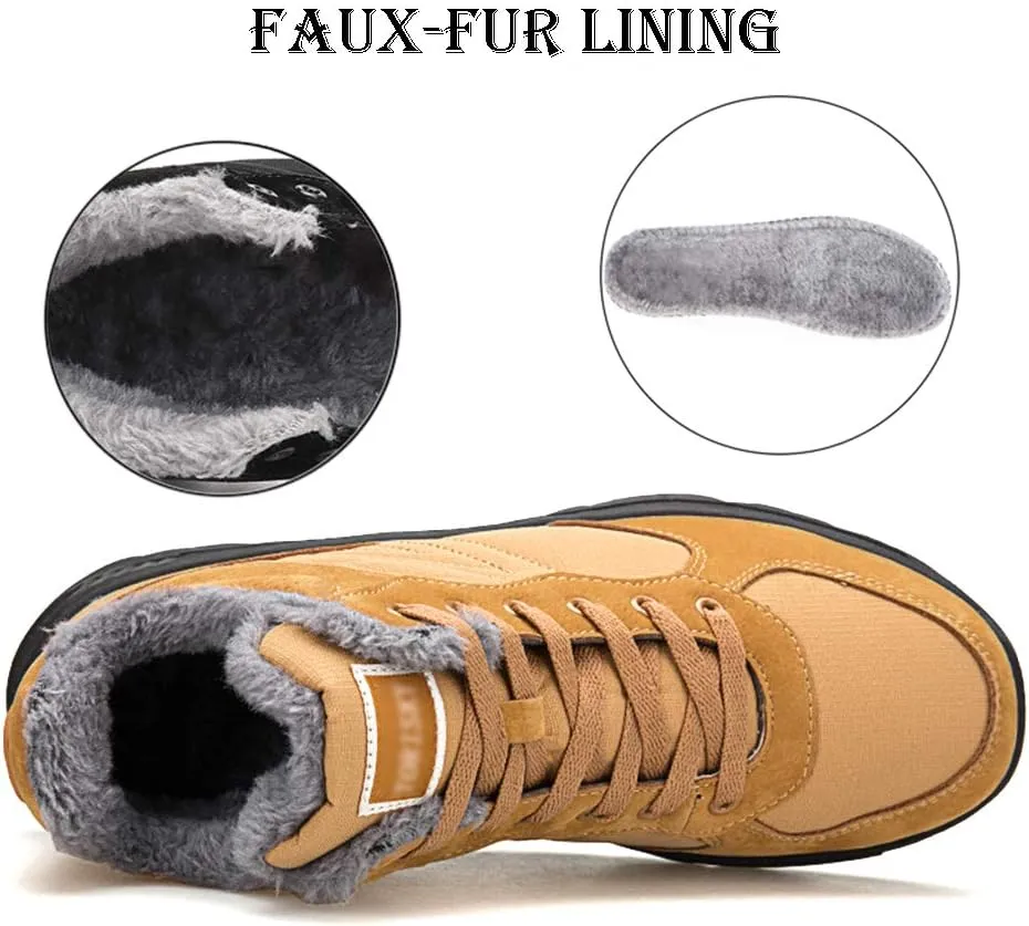 UPSOLO Mens Winter Trekking Snow Boots Water Resistant Shoes Anti-Slip Fully Fur Lined Casual Lightweight Hiking Boot