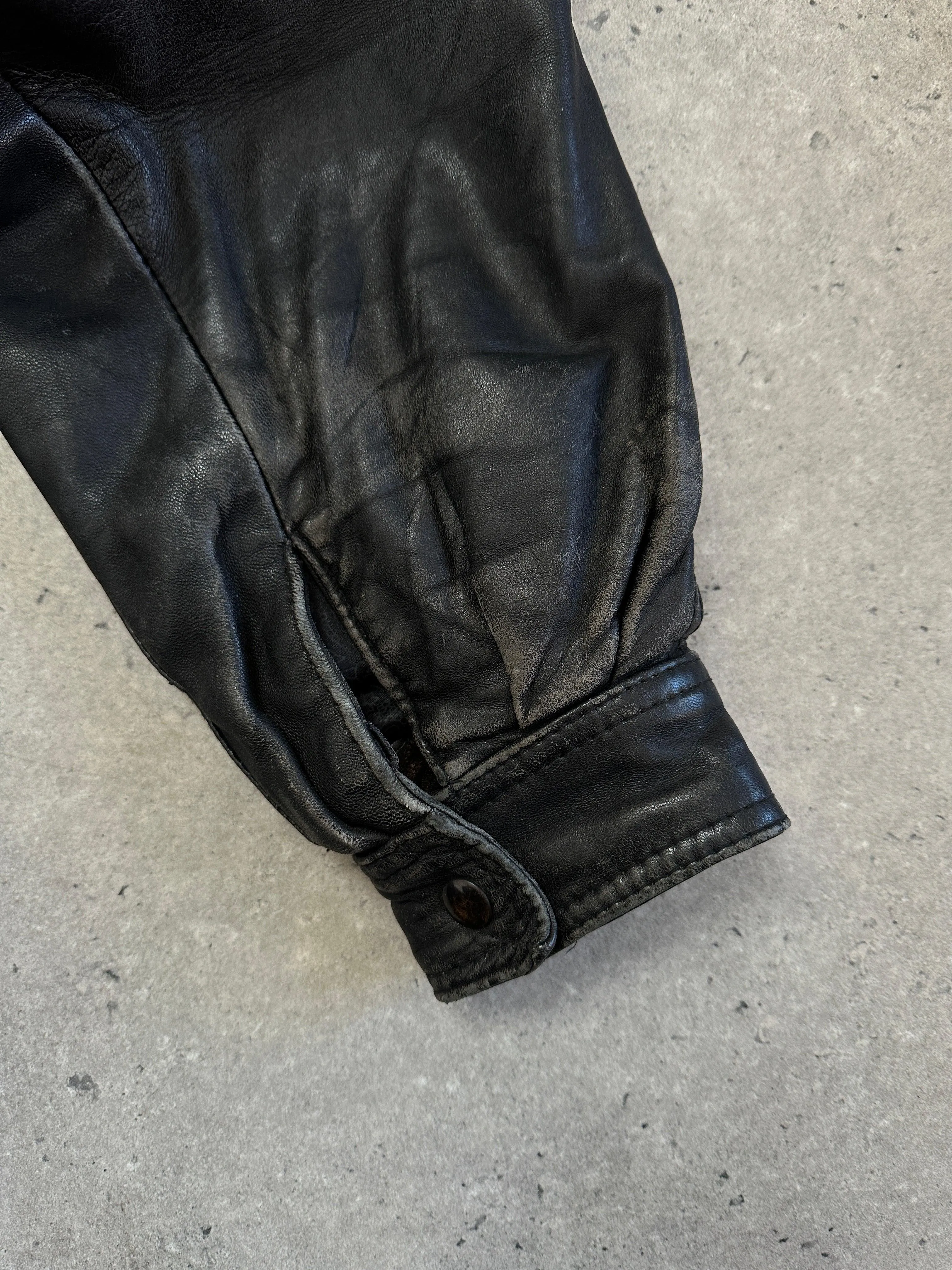 Vintage Leather Bomber Jacket - M