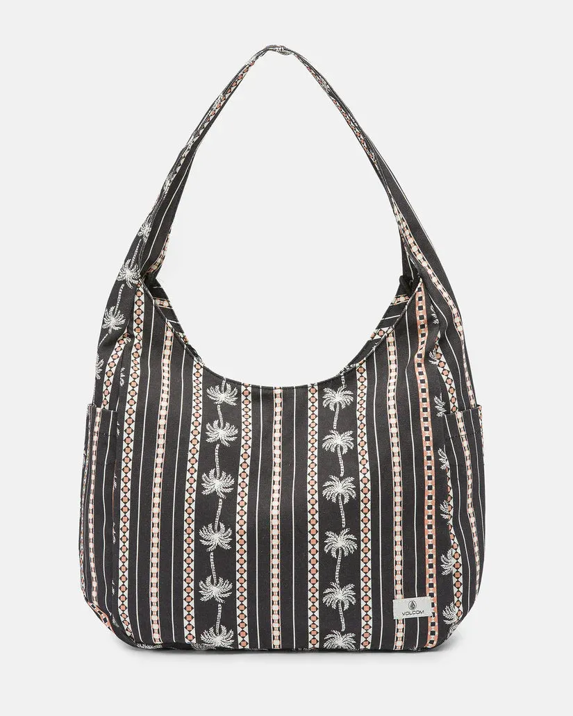 Volcom Women's Schoolyard Canvas Hobo Tote Bag Black Combo VMXX086WEE_BLC