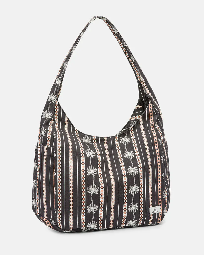 Volcom Women's Schoolyard Canvas Hobo Tote Bag Black Combo VMXX086WEE_BLC