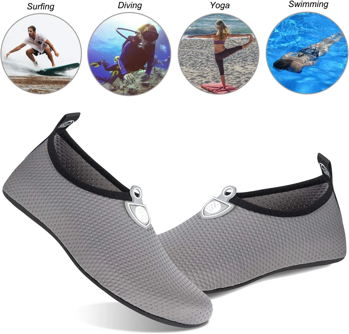 WateLves Water Shoes for Womens Mens Barefoot Quick-Dry Aqua Socks for Beach Swim Surf Yoga Exercise New Translucent Color Soles