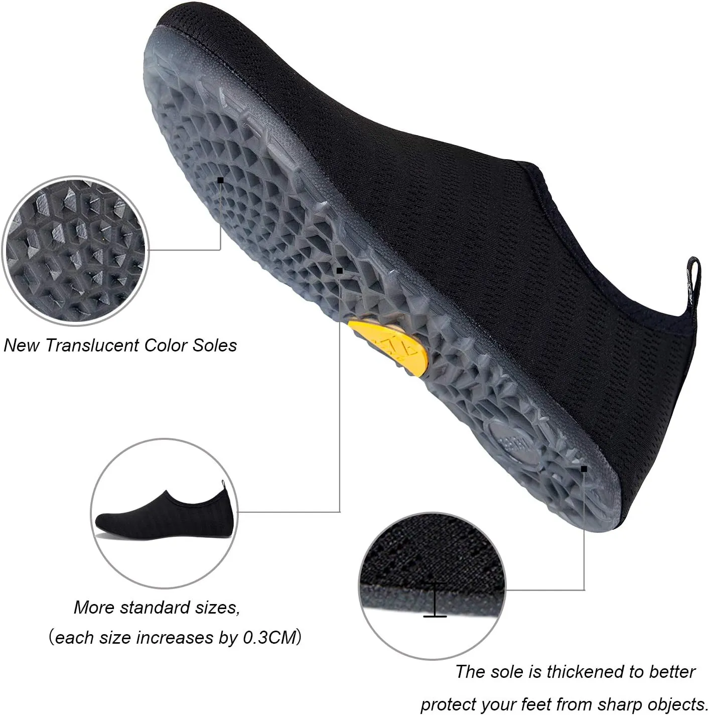 WateLves Water Shoes for Womens Mens Barefoot Quick-Dry Aqua Socks for Beach Swim Surf Yoga Exercise New Translucent Color Soles