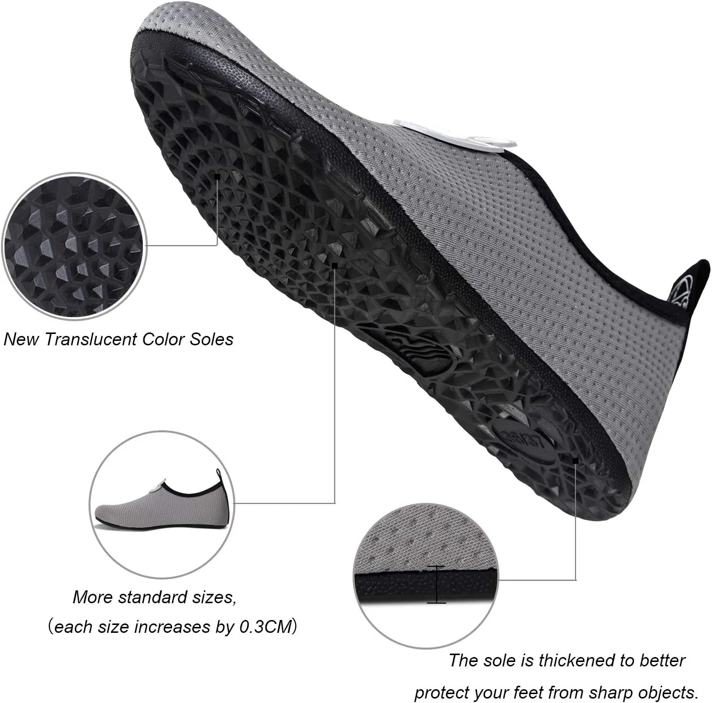 WateLves Water Shoes for Womens Mens Barefoot Quick-Dry Aqua Socks for Beach Swim Surf Yoga Exercise New Translucent Color Soles