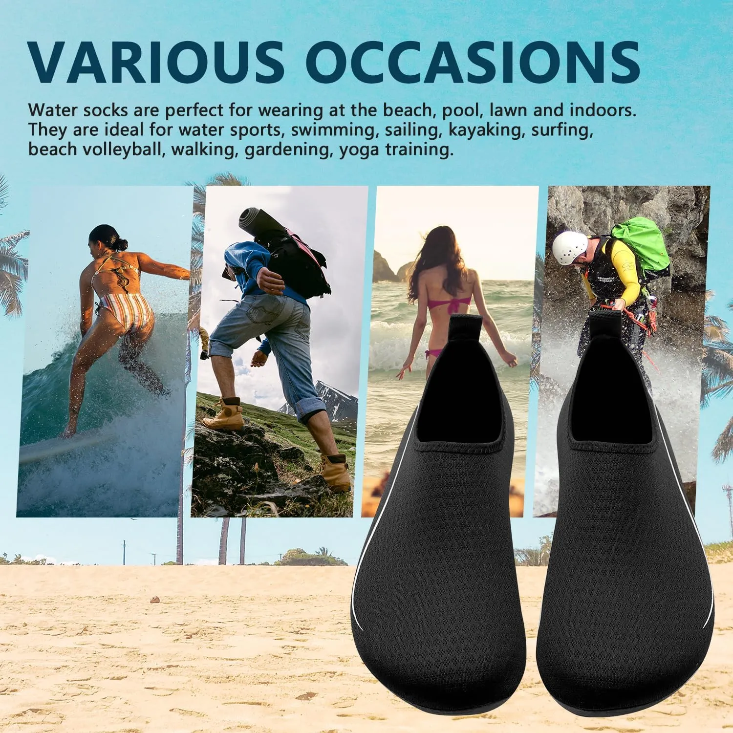 Water Shoes for Women Men Swim Barefoot Quick-Dry Adult Aqua Socks Non Slip Yoga Shoes Pool Camping Beach Accessories