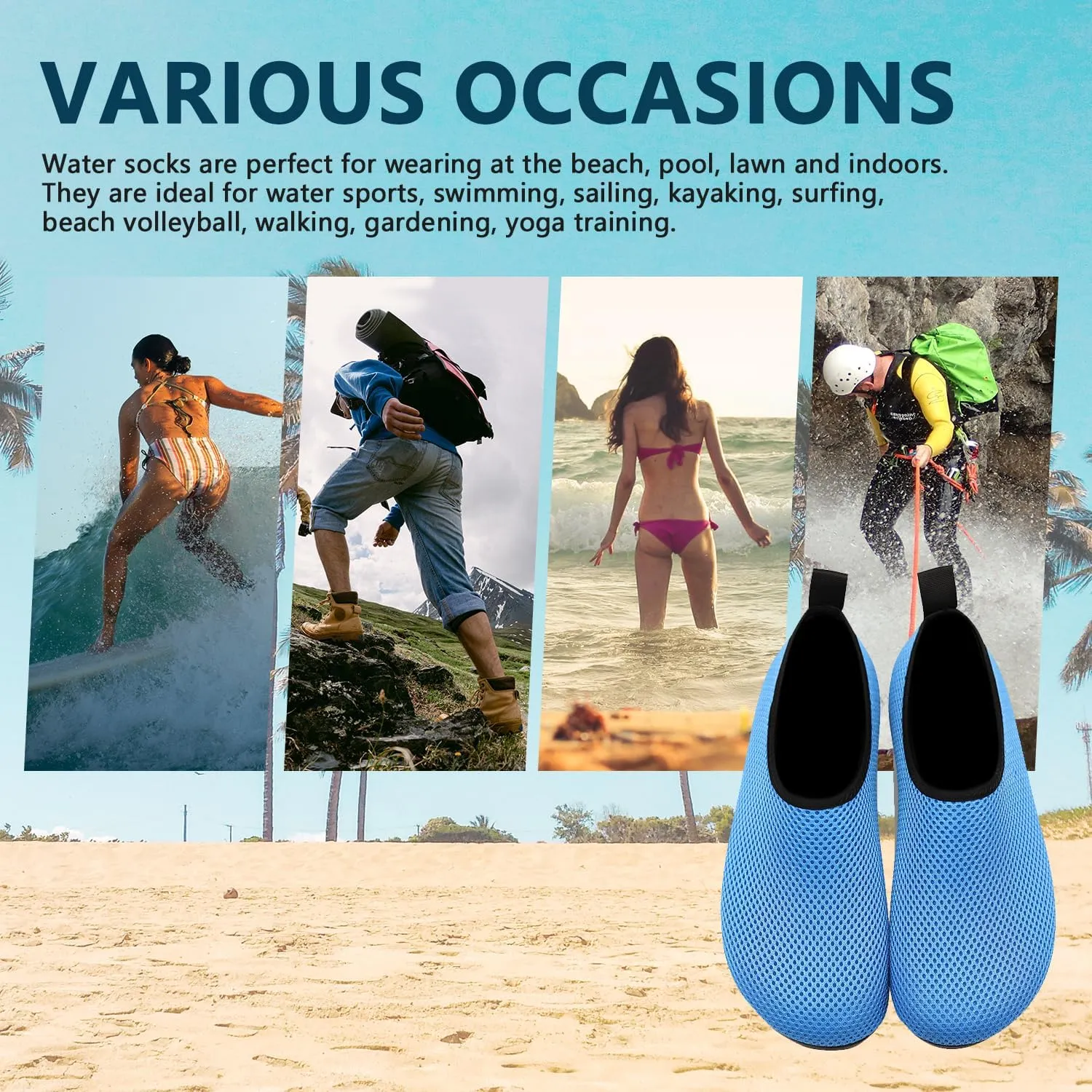 Water Shoes for Women Men Swim Barefoot Quick-Dry Adult Aqua Socks Non Slip Yoga Shoes Pool Camping Beach Accessories