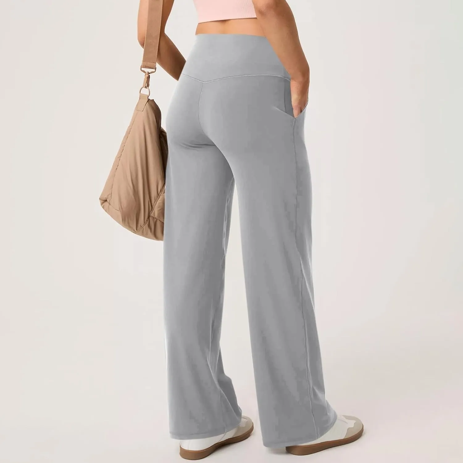 Wide Leg Pants Women 2025 Summer High Waist Yoga Pants with Pockets Casual Loose Stretch Dress Work Trousers