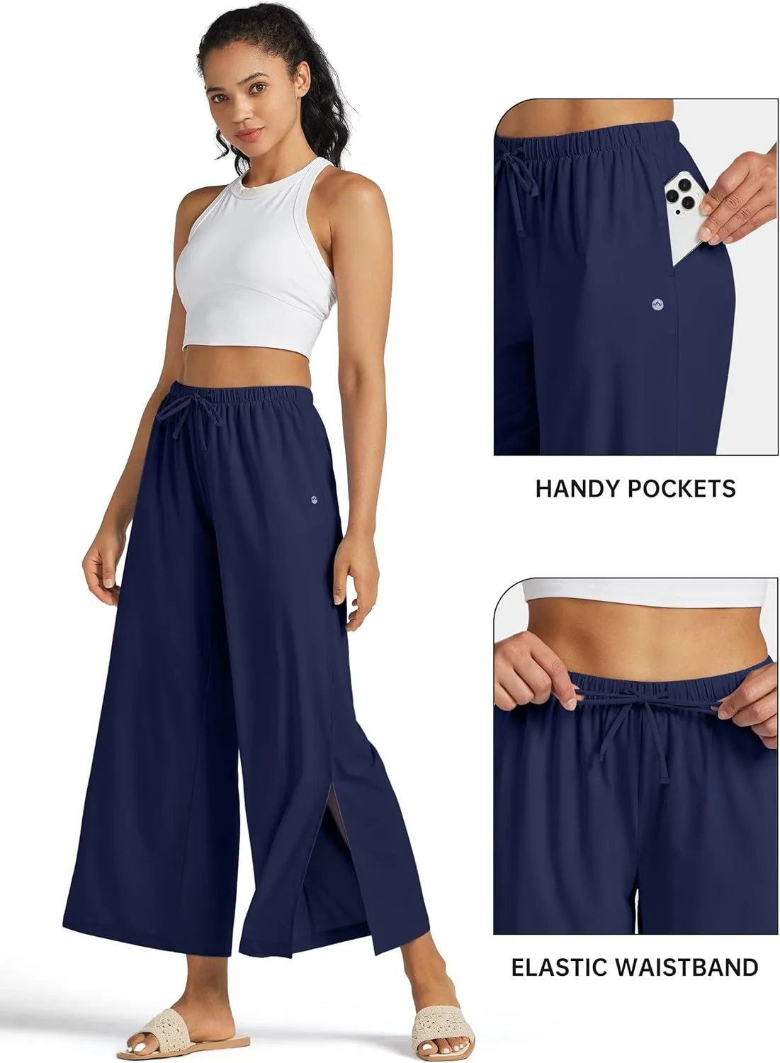 Willit Women's Wide Leg Pants UPF 50  Swim Beach Pants Lightweight Travel Pants Quick Dry Sun Protective