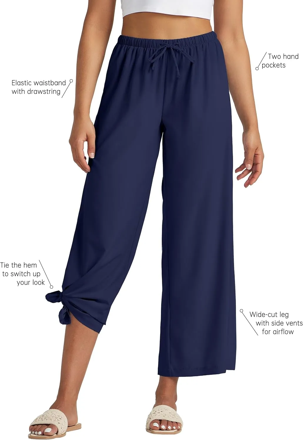 Willit Women's Wide Leg Pants UPF 50  Swim Beach Pants Lightweight Travel Pants Quick Dry Sun Protective