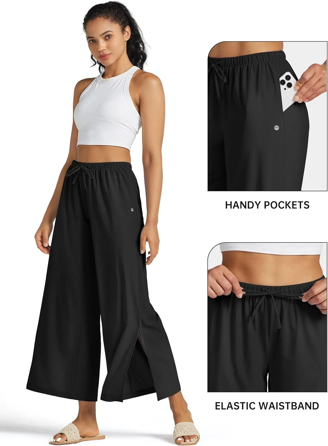 Willit Women's Wide Leg Pants UPF 50  Swim Beach Pants Lightweight Travel Pants Quick Dry Sun Protective