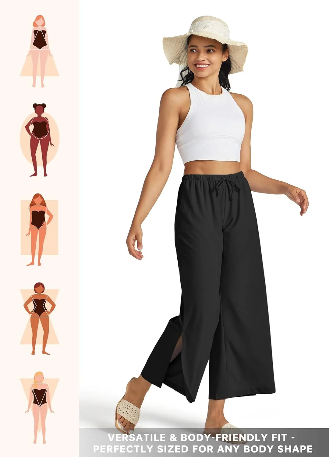 Willit Women's Wide Leg Pants UPF 50  Swim Beach Pants Lightweight Travel Pants Quick Dry Sun Protective