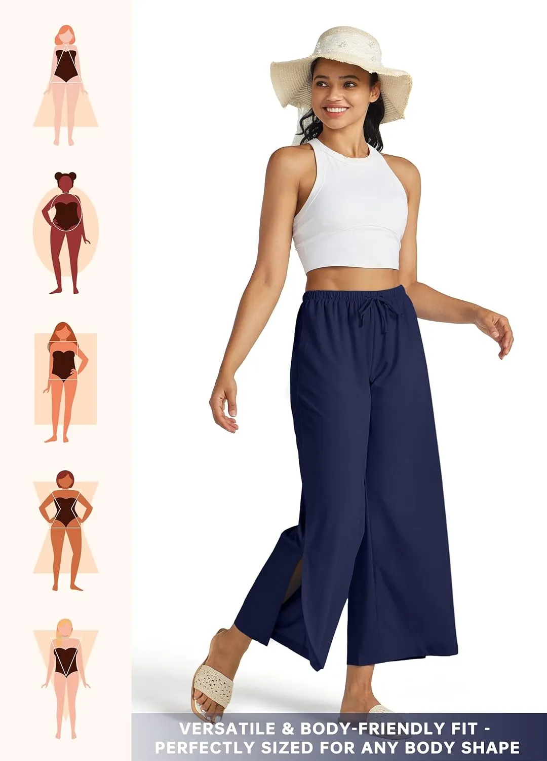 Willit Women's Wide Leg Pants UPF 50  Swim Beach Pants Lightweight Travel Pants Quick Dry Sun Protective