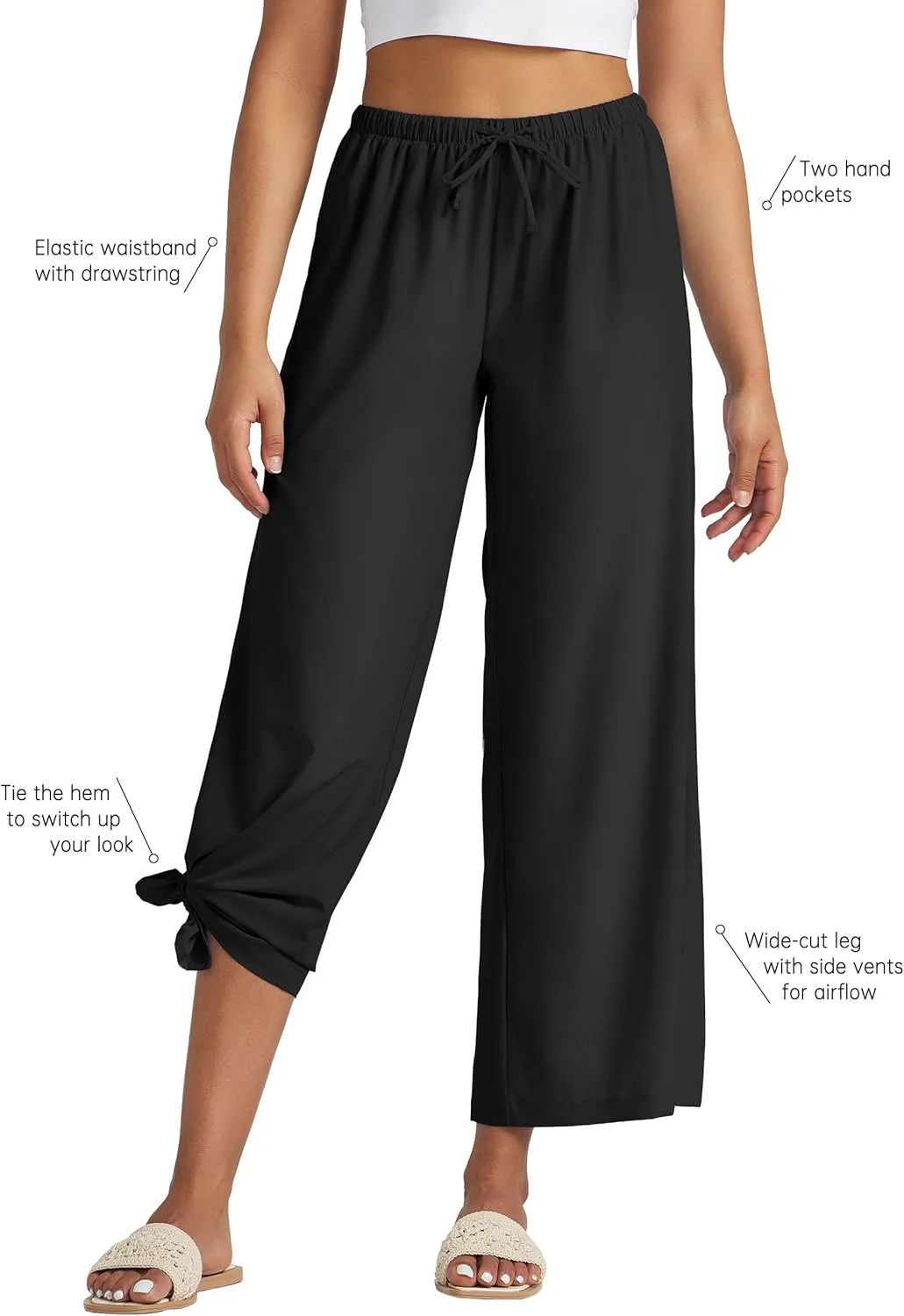 Willit Women's Wide Leg Pants UPF 50  Swim Beach Pants Lightweight Travel Pants Quick Dry Sun Protective