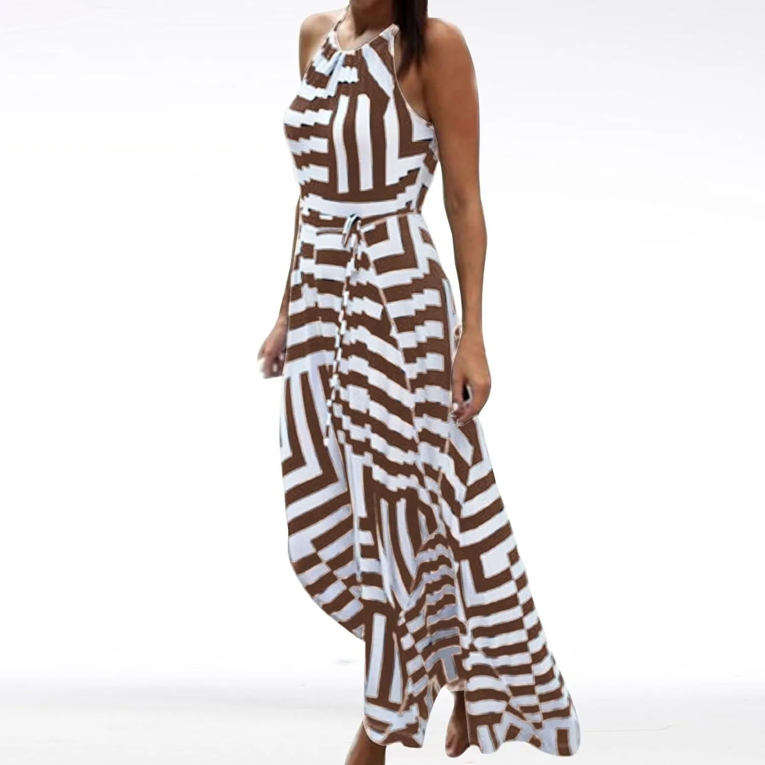 Women Boho Summer Dress 2024 Spaghetti Strap Beach Long Dress Sleeveless Flowy A-Line Maxi Dresses Sundress