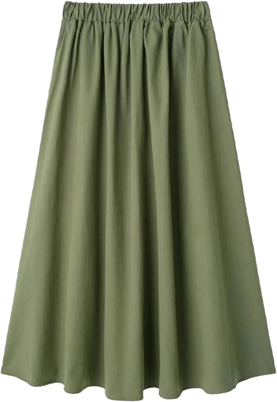 Women Fashion Pleated Front Slit Midi Skirt, Vintage Mid Waist A-Line for Chic Ladies