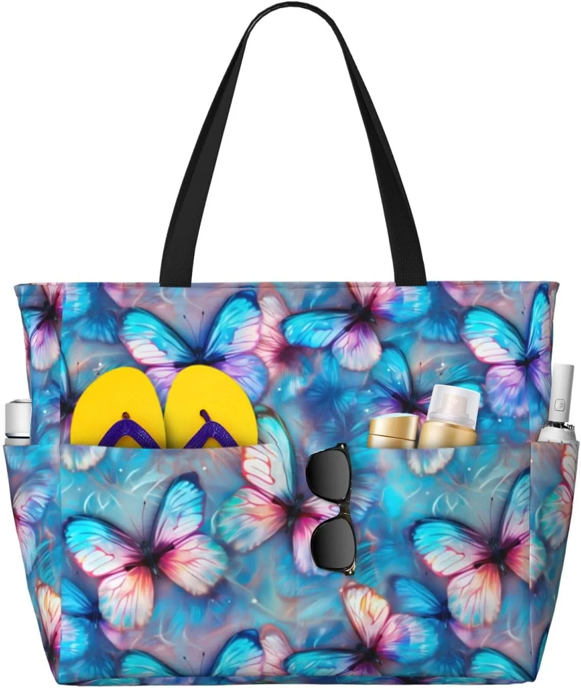Women Large Beach Bag Travel Weekender Foldable Tote Bag for Pool Beach Vacation Gym