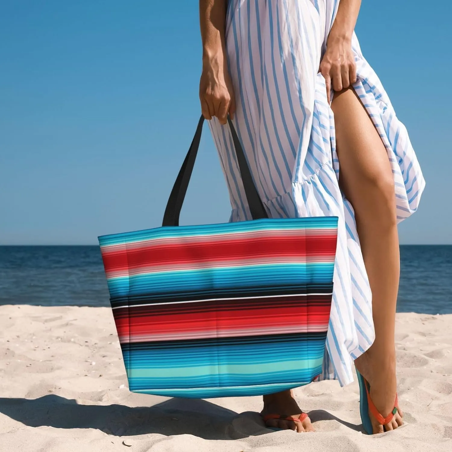 Women Large Beach Bag Travel Weekender Foldable Tote Bag for Pool Beach Vacation Gym