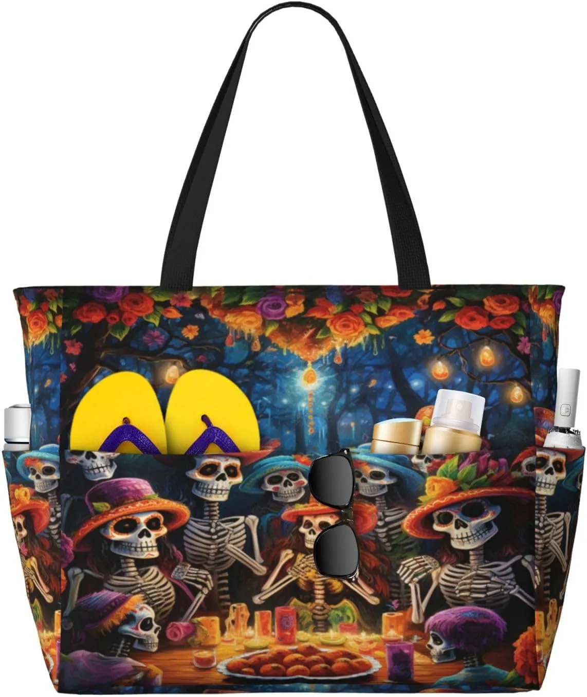 Women Large Beach Bag Travel Weekender Foldable Tote Bag for Pool Beach Vacation Gym