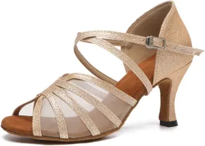 Women Latin Dance Shoes Mesh Ballroom Salsa Practice Performance Professional Dance Shoes, Model L511