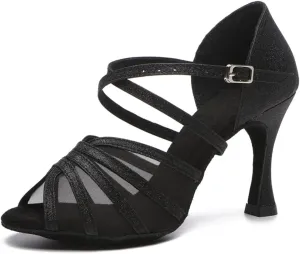 Women Latin Dance Shoes Mesh Ballroom Salsa Practice Performance Professional Dance Shoes, Model L511