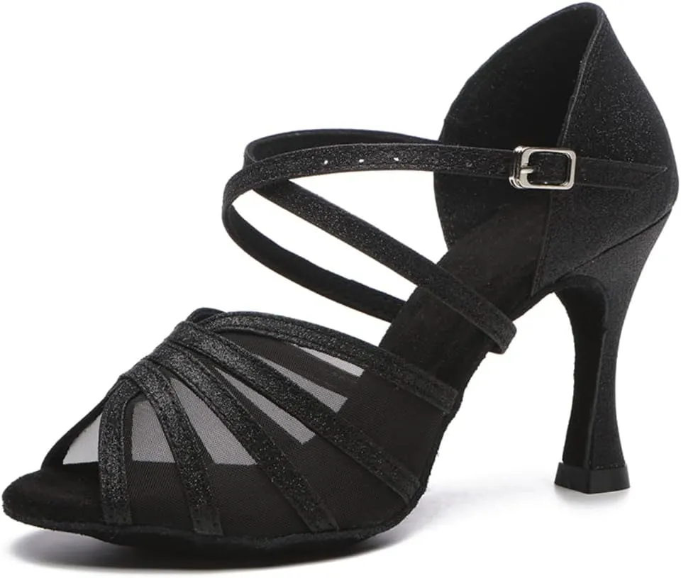 Women Latin Dance Shoes Mesh Ballroom Salsa Practice Performance Professional Dance Shoes, Model L511