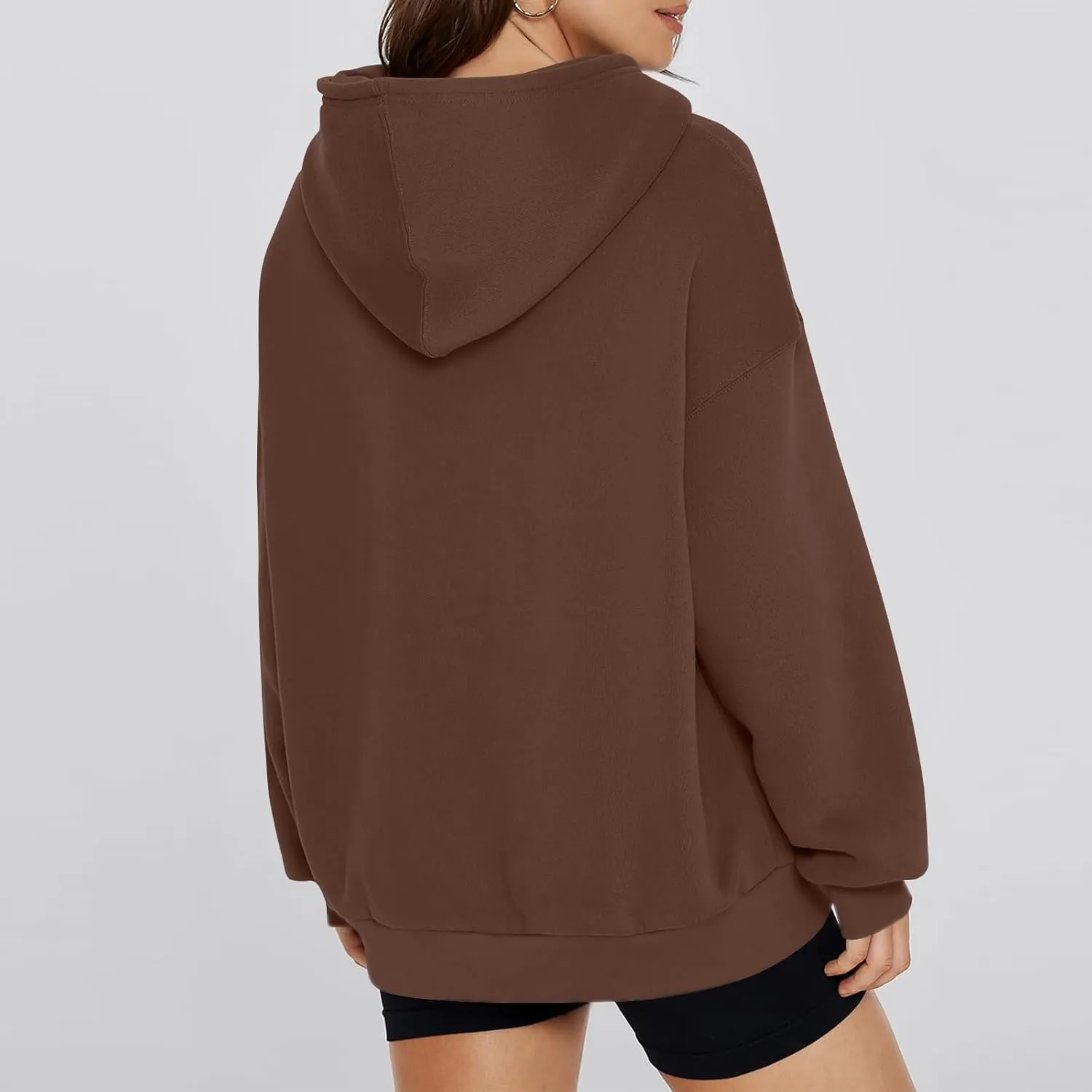 Women Oversized Hoodie Fleece Y2K Hoodie with Kangaroo Pockets Casual Fall Sweatshirts Long Sleeve Preppy Sweatshirt