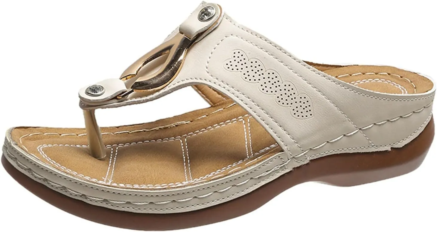 Women Thong Clip Toe Wedge Sandals Orthopedic Wedge Sandal Arch Support Non Slip Flip Flops Open Toe Orthotic Slides Casual Thong Sandals