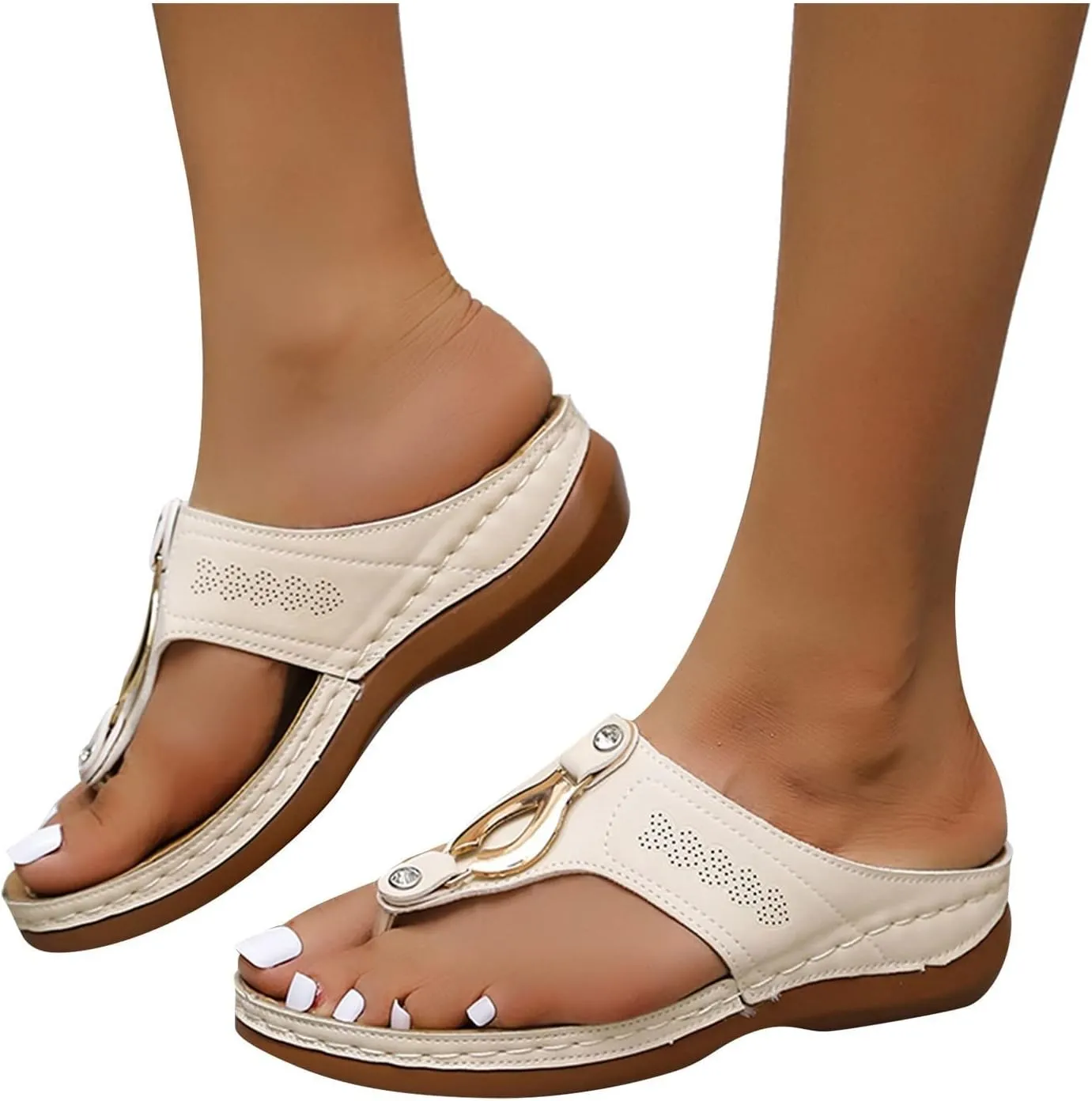 Women Thong Clip Toe Wedge Sandals Orthopedic Wedge Sandal Arch Support Non Slip Flip Flops Open Toe Orthotic Slides Casual Thong Sandals